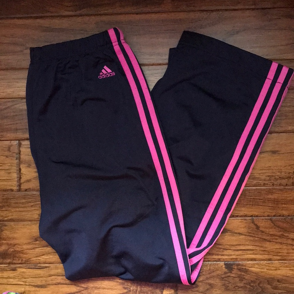 Navy and pink adidas jogging pants